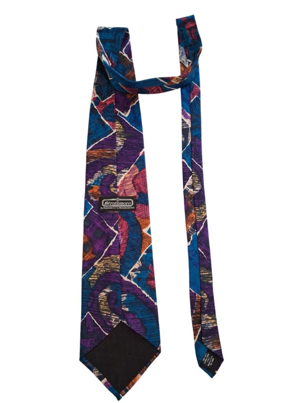 Strathmore by Anderson 100% Silk Tie Bold Abstract Pattern Multi-Color USA - Picture 4 of 5